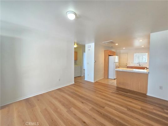 Empty room, Interior, Kitchen, Recessed Lighting, Wood Texture Flooring