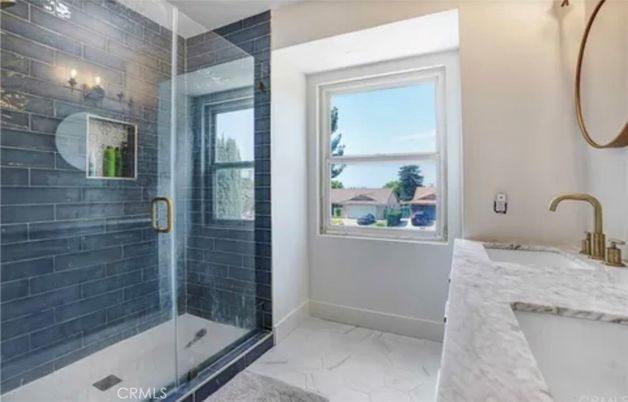 Bathroom, Dual Sink Vanities, Glass Shower, Interior, Marble