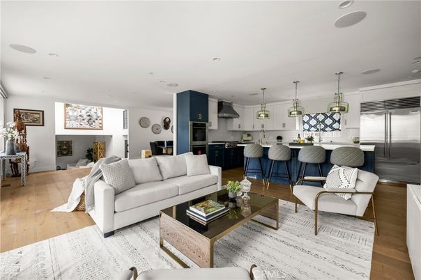 Interior, Kitchen, Living room, Pendant Lights, Recessed Lighting, Stainless Steel Appliances, Wood Texture Flooring