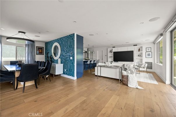Dining room, Interior, Kitchen, Living room, Pendant Lights, Recessed Lighting, Wood Texture Flooring