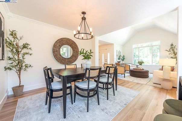 Dining room, Interior, Living room, Pendant Lights, Wood Texture Flooring