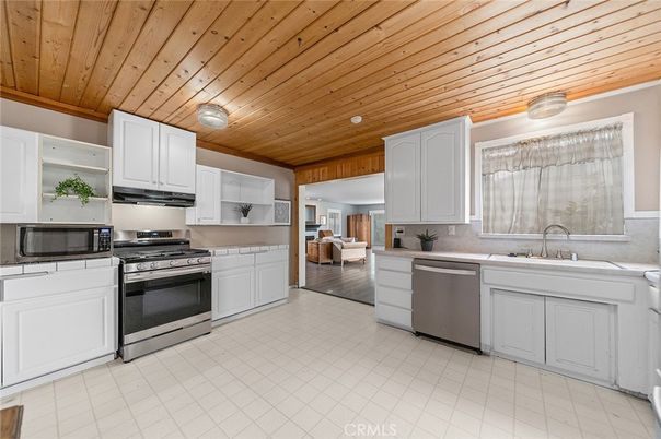 Interior, Kitchen, Stainless Steel Appliances, Wooden Ceilings, Wood Texture Flooring
