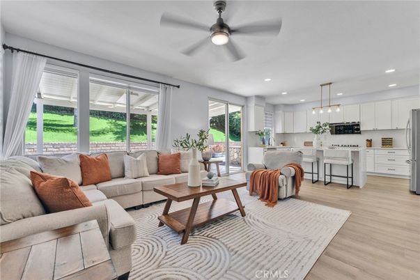 Interior, Kitchen, Living room, Pendant Lights, Recessed Lighting, Wood Texture Flooring