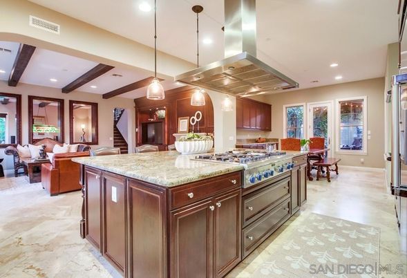 Dining room, Interior, Kitchen, Living room, Pendant Lights, Recessed Lighting, Stainless Steel Appliances, Wooden Beams