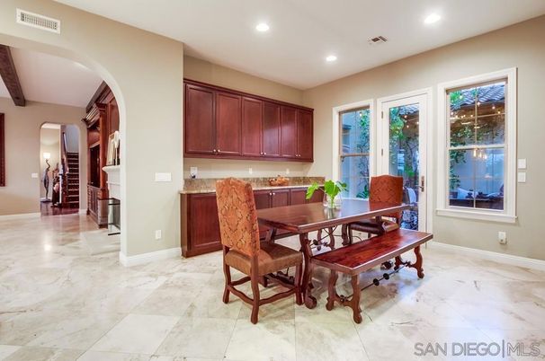 Dining room, Interior, Marble, Recessed Lighting