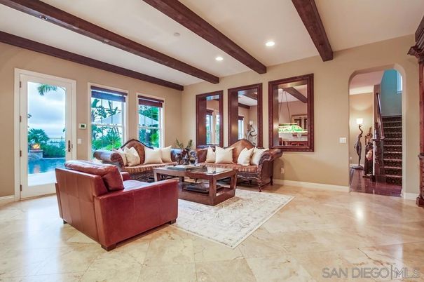 Interior, Living room, Pendant Lights, Recessed Lighting, Wooden Beams