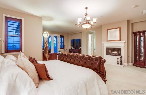 Bedroom, Chandelier, Fireplace, Interior