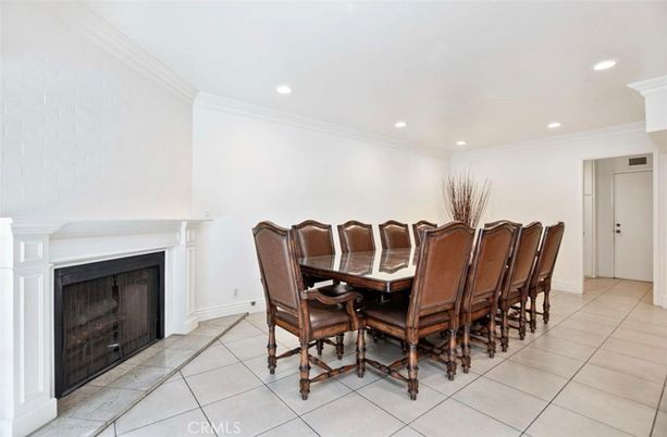 Dining room, Fireplace, Interior, Recessed Lighting
