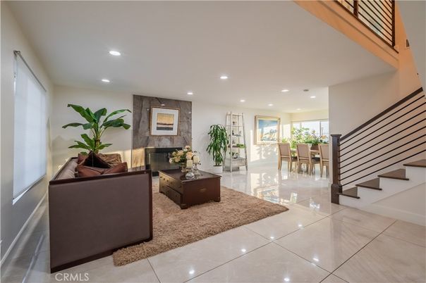 Dining room, Fireplace, Interior, Living room, Recessed Lighting