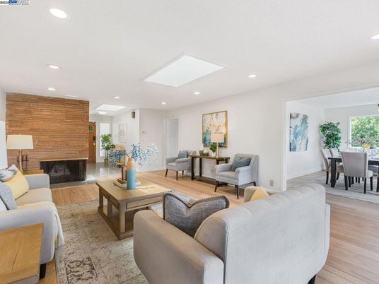 Dining room, Fireplace, Interior, Living room, Recessed Lighting, Wood Texture Flooring, Wooden Walls