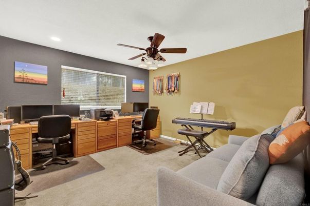 Home Office, Interior, Piano, Recessed Lighting