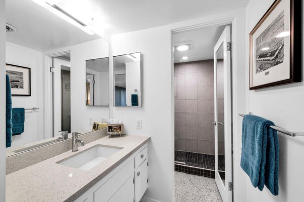 Bathroom, Glass Shower, Interior, Recessed Lighting