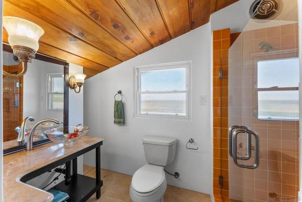 Bathroom, Glass Shower, Interior, Wooden Ceilings