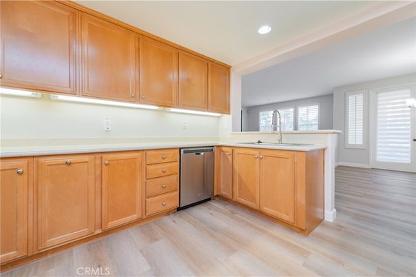 Interior, Kitchen, Recessed Lighting, Wood Texture Flooring