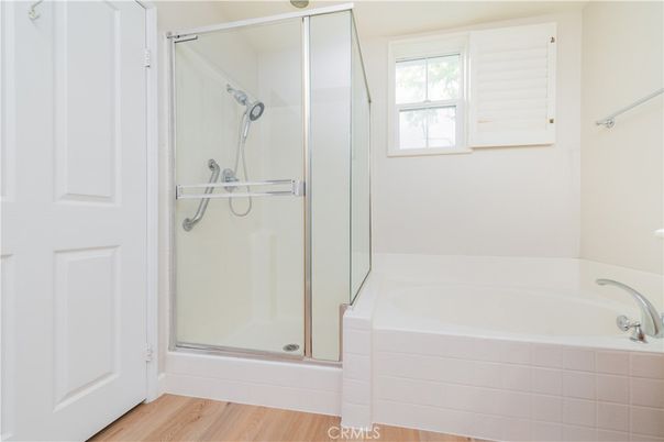 Bathroom, Glass Shower, Interior, Wood Texture Flooring