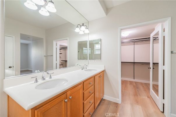Bathroom, Dual Sink Vanities, Interior, Walk-in Closets, Wood Texture Flooring