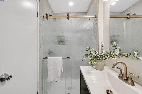 Bathroom, Glass Shower, Interior, Recessed Lighting