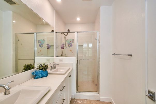 Bathroom, Dual Sink Vanities, Glass Shower, Interior, Recessed Lighting