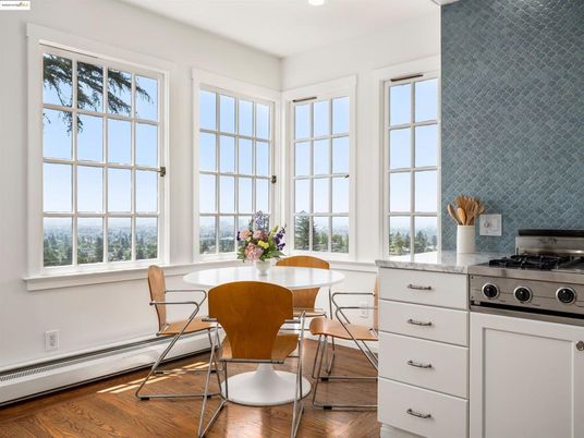 Dining room, Interior, Kitchen, Recessed Lighting, Stainless Steel Appliances, Wood Texture Flooring