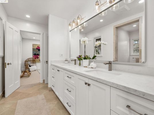 Bathroom, Dual Sink Vanities, Interior, Recessed Lighting, Walk-in Closets