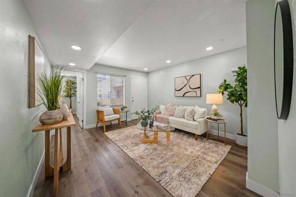 Interior, Living room, Recessed Lighting, Wood Texture Flooring