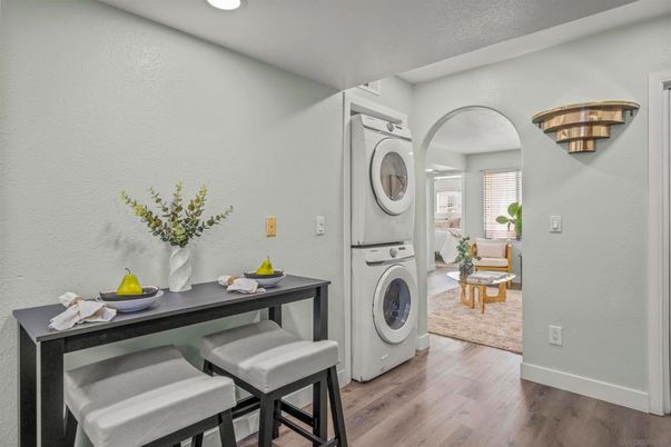 Interior, Recessed Lighting, Utility Closets, Washer, Wood Texture Flooring