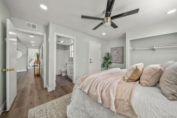 Bathroom, Bedroom, Interior, Recessed Lighting, Wood Texture Flooring