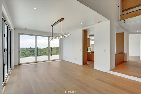 Empty room, Interior, Pendant Lights, Recessed Lighting, Wood Texture Flooring