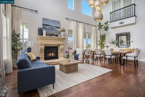 Dining room, Fireplace, Interior, Living room, Wood Texture Flooring