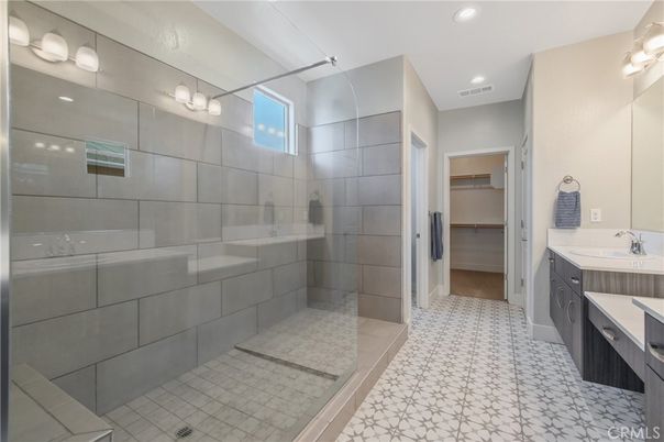 Bathroom, Dual Sink Vanities, Glass Shower, Interior, Recessed Lighting
