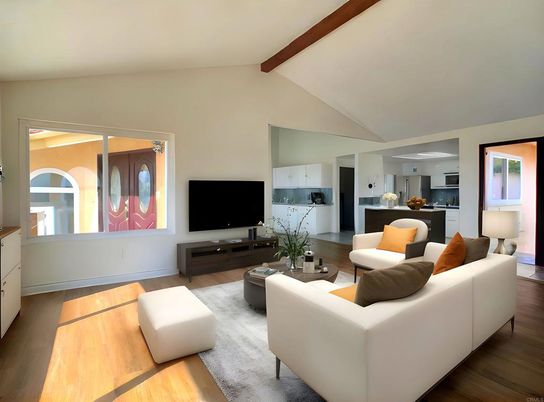 Interior, Kitchen, Living room, Wooden Beams, Wood Texture Flooring