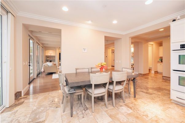 Dining room, Interior, Kitchen, Recessed Lighting, Wood Texture Flooring