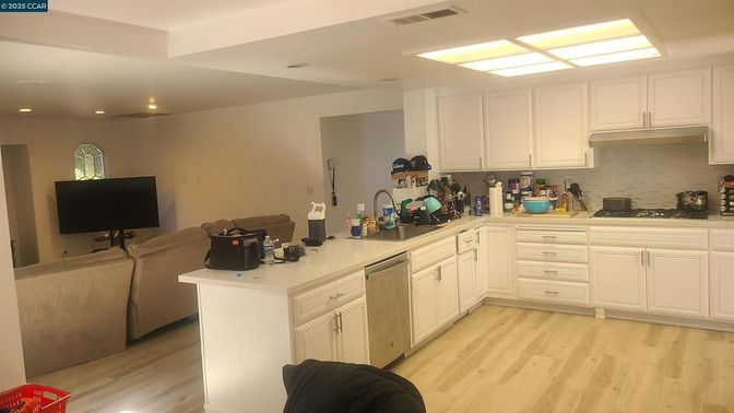 Interior, Kitchen, Recessed Lighting, Wood Texture Flooring