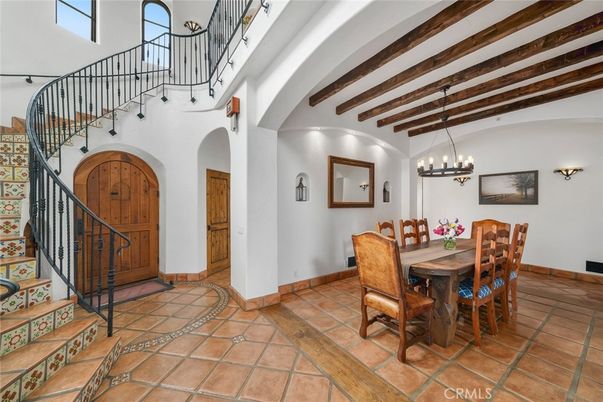 Chandelier, Dining room, Interior, Wooden Beams