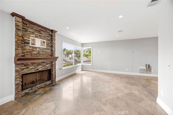 Empty room, Fireplace, Interior, Recessed Lighting