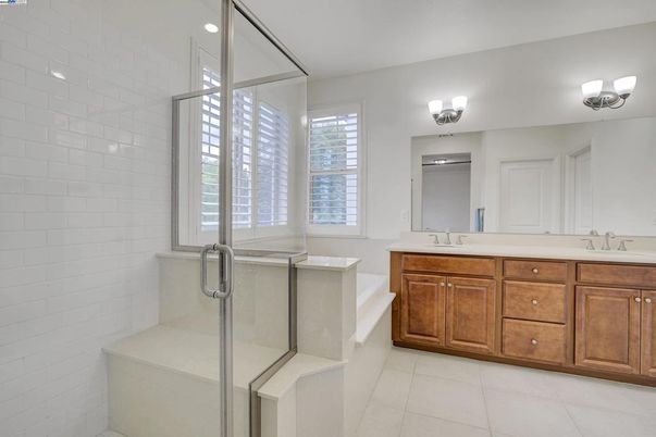 Bathroom, Dual Sink Vanities, Glass Shower, Interior, Recessed Lighting