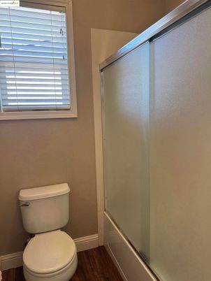 Bathroom, Glass Shower, Interior, Wood Texture Flooring