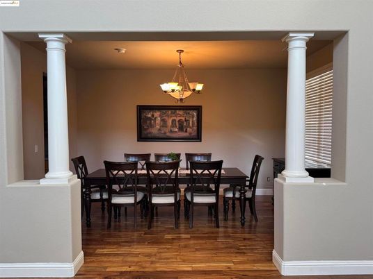 Chandelier, Dining room, Interior, Wood Texture Flooring