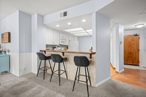 Interior, Kitchen, Recessed Lighting, Wood Texture Flooring