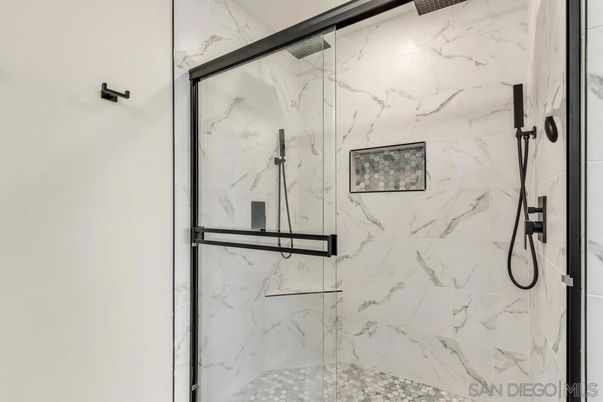 Bathroom, Glass Shower, Interior, Marble Walls