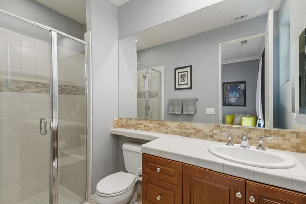 Bathroom, Glass Shower, Interior, Tile Countertops