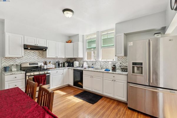 Interior, Kitchen, Stainless Steel Appliances, Wood Texture Flooring