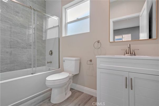 Bathroom, Glass Shower, Interior, Wood Texture Flooring