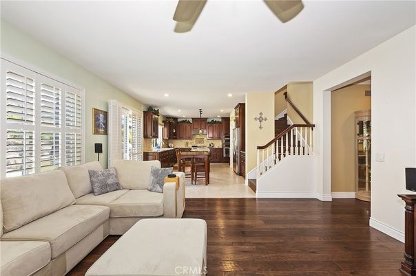 Dining room, Interior, Kitchen, Living room, Recessed Lighting, Wood Texture Flooring