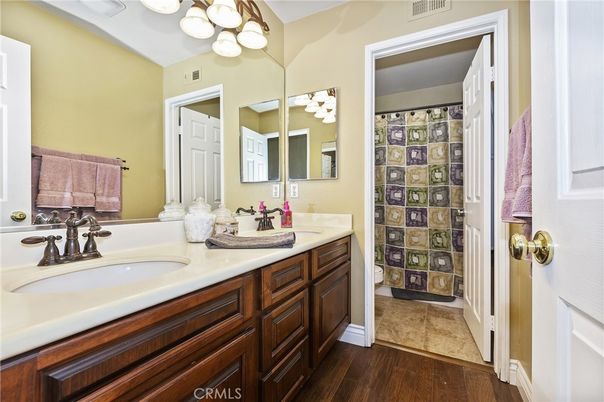 Bathroom, Dual Sink Vanities, Interior, Wood Texture Flooring