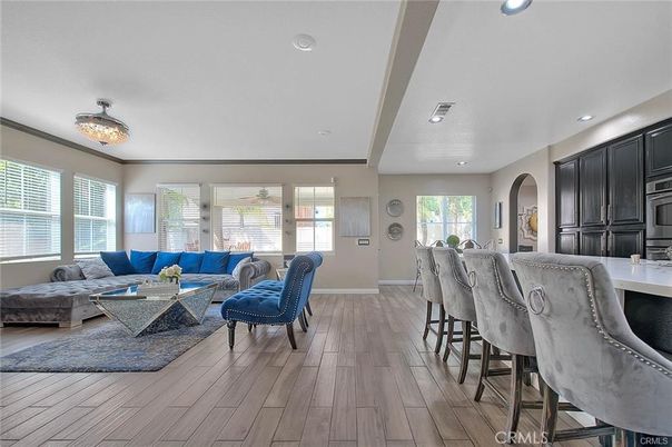 Interior, Kitchen, Living room, Recessed Lighting, Wood Texture Flooring