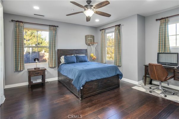 Bedroom, Home Office, Interior, Recessed Lighting, Wood Texture Flooring