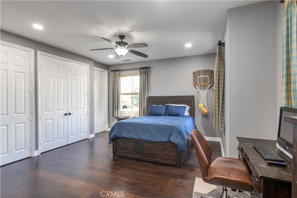 Bedroom, Home Office, Interior, Recessed Lighting, Wood Texture Flooring