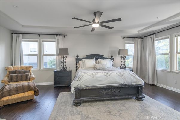 Bedroom, Interior, Recessed Lighting, Water, Wood Texture Flooring