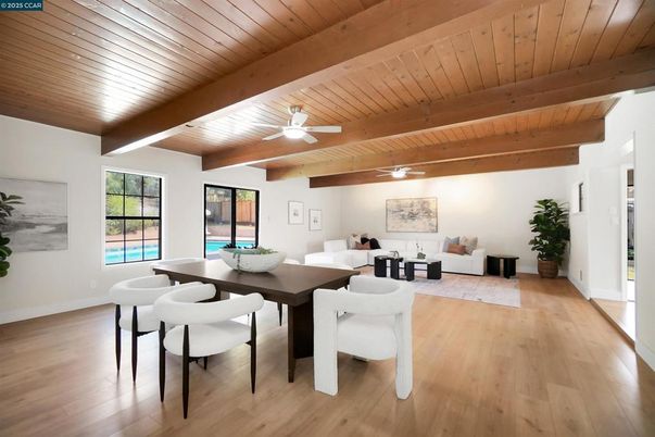 Dining room, Interior, Living room, Wooden Beams, Wooden Ceilings, Wood Texture Flooring